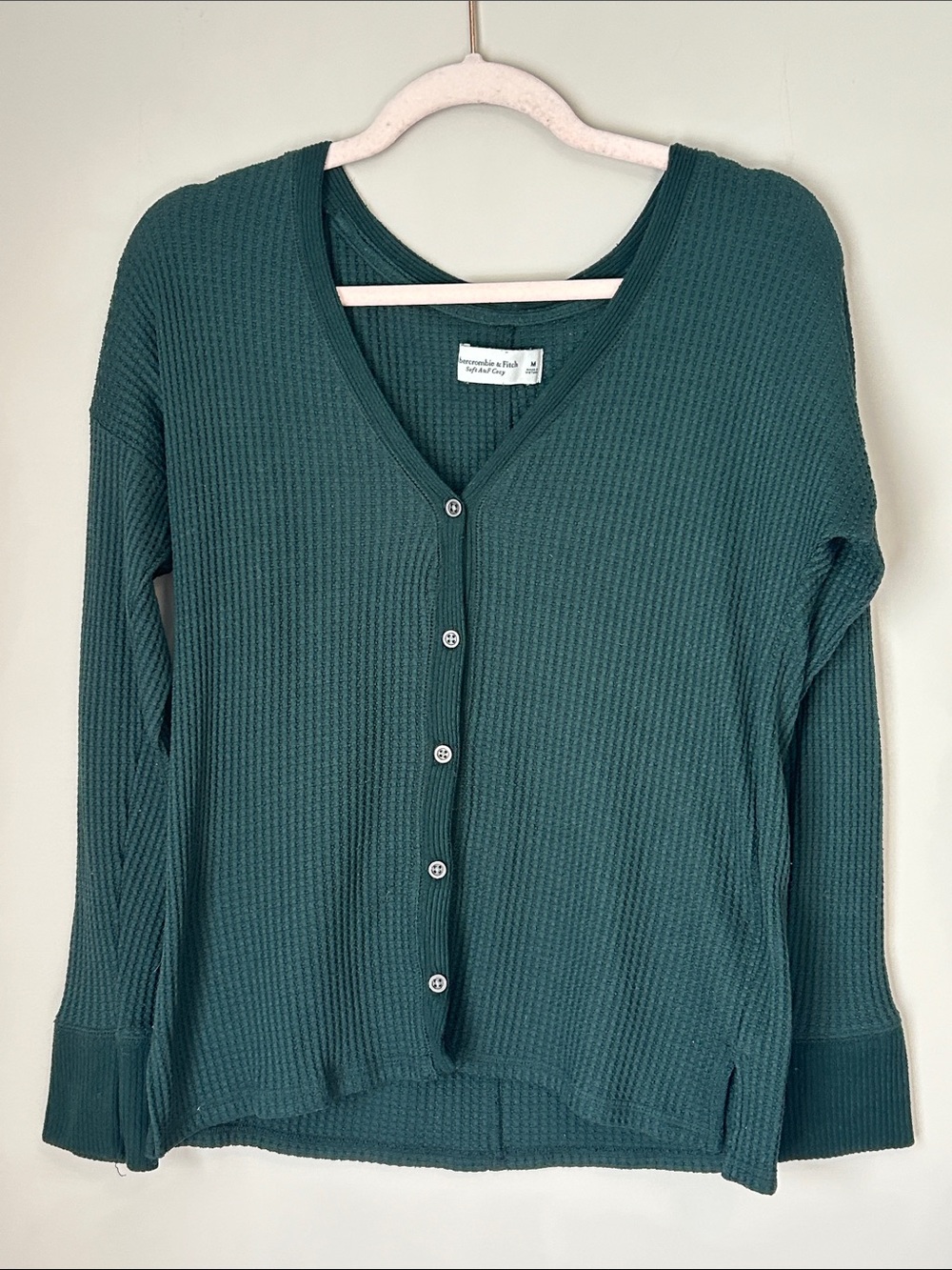 Abercrombie Green Waffle Knit Thermal Top